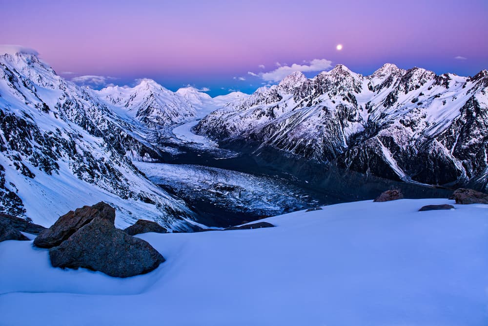 Twilight Glacier Mountains by Yan Zhang — canvas wall art
