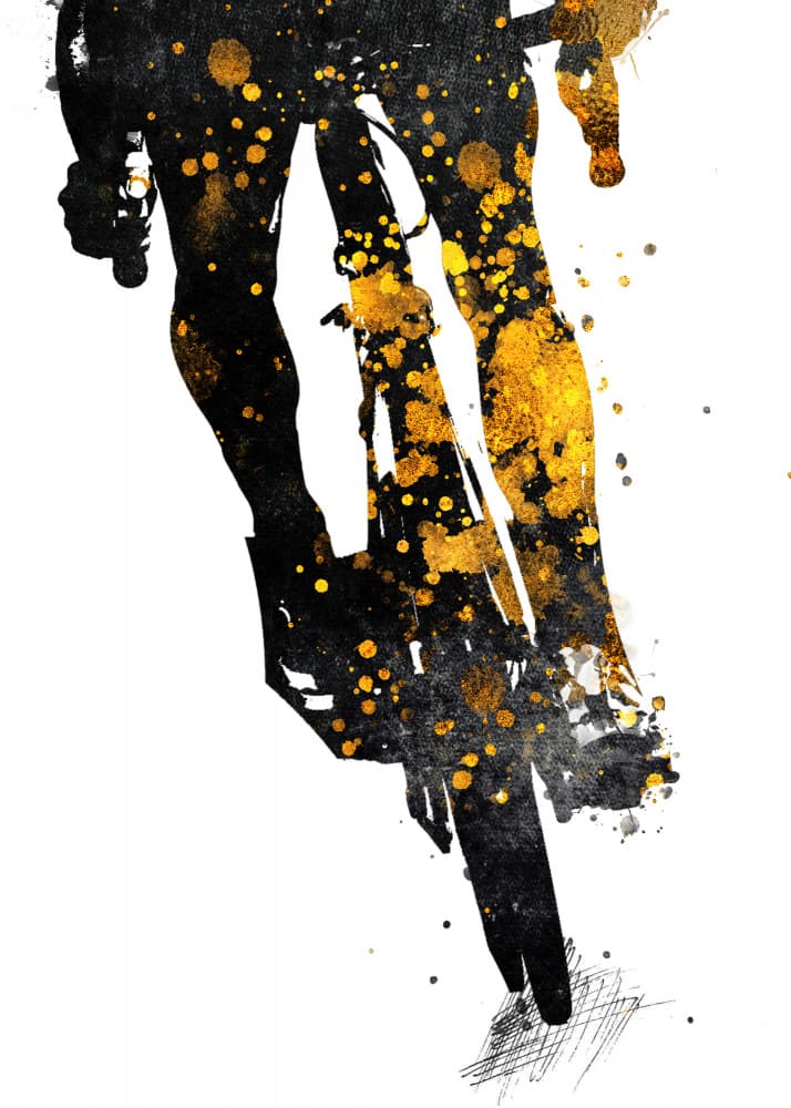 Abstract Gold Cyclist by Justyna Jaszke — canvas wall art
