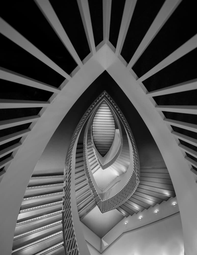Geometric Spiral Stairs by Jimmy Yang — canvas wall art
