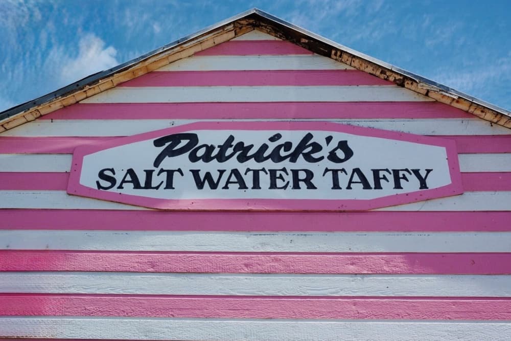 Pink Striped Taffy Shop by Del Mundo Imagery — canvas wall art