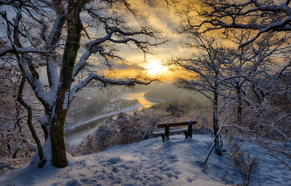 Golden Winter River View by Guy Krier — canvas wall art