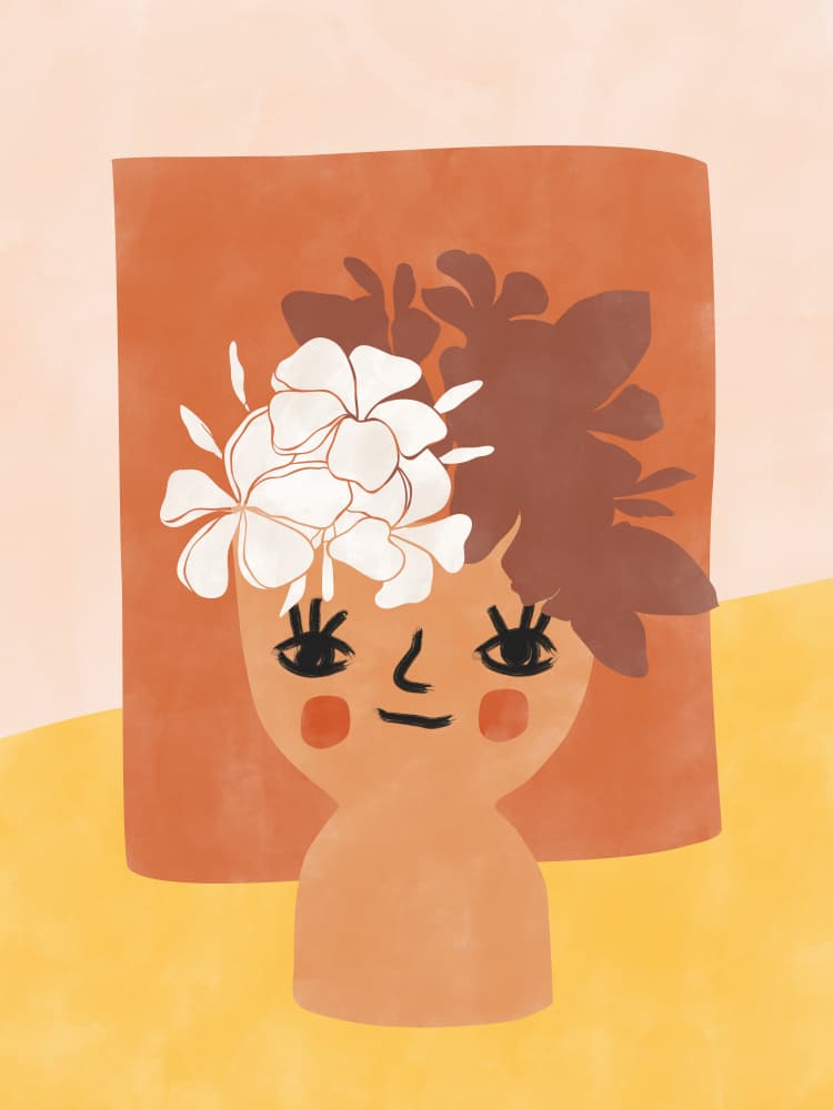 Floral Girl Portrait by Elena Ristova — canvas wall art