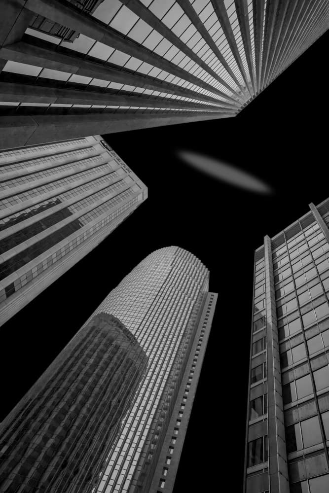 Skyscrapers Upward View by Yun Mao — canvas wall art