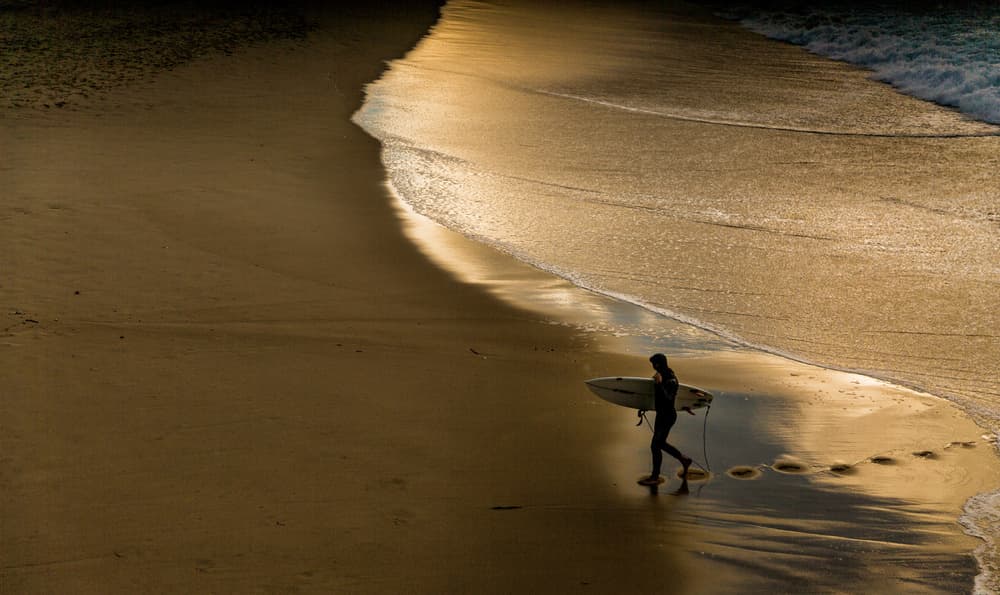 Surfer on Golden Beach by Jois Domont ( J.L.G.) — canvas wall art