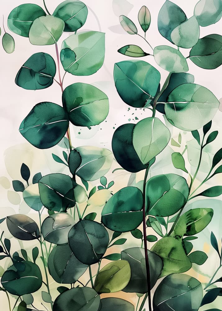 Green Eucalyptus Watercolor by Justyna Jaszke — canvas wall art