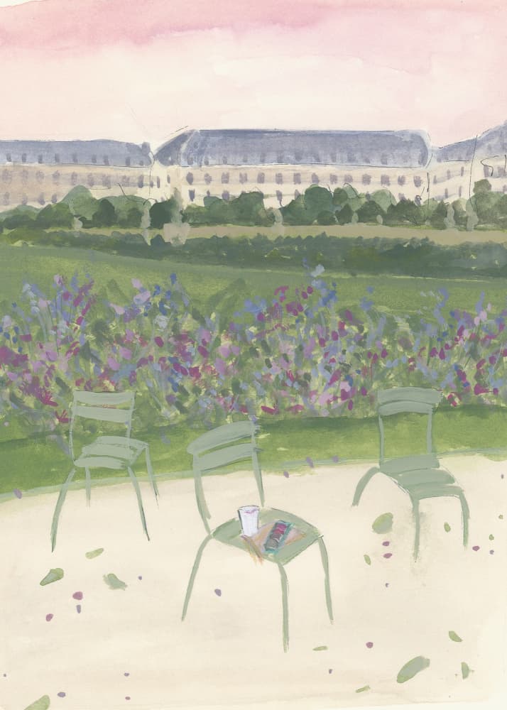 Paris Garden Watercolor Illustration by Katharina Puritscher — canvas wall art
