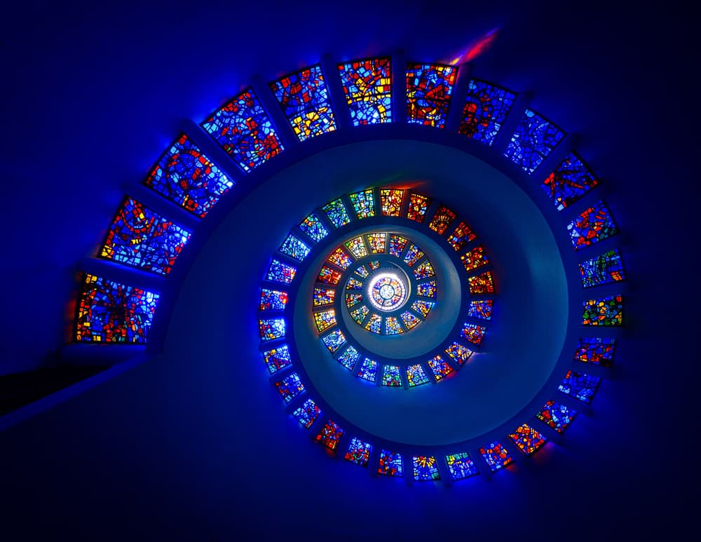 Vibrant Stained Glass Spiral by Michael Zheng — canvas wall art