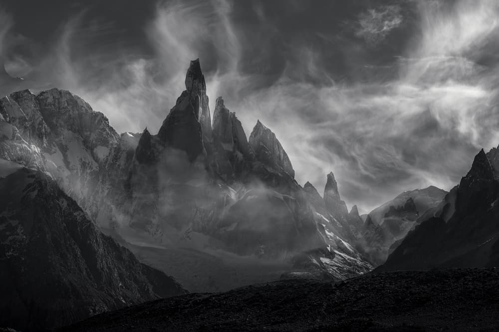 Dramatic Mountain Peaks by Yun Thwaits — canvas wall art
