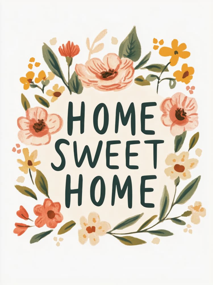 Floral Welcome Sign by Treechild — canvas wall art