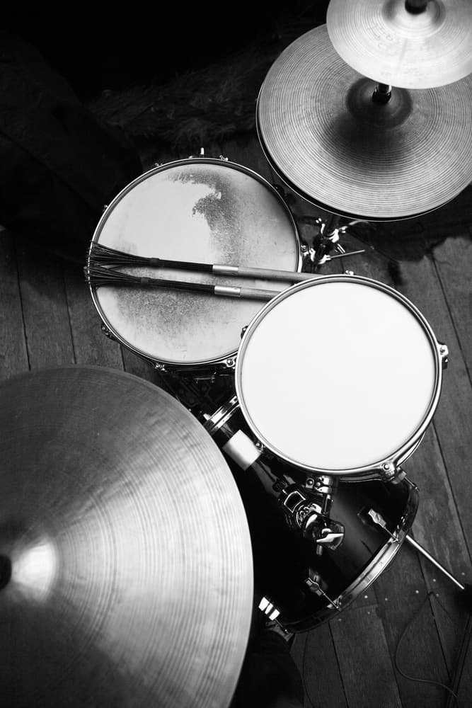 Black and White Drum Kit by Alexander Yakovlev — canvas wall art