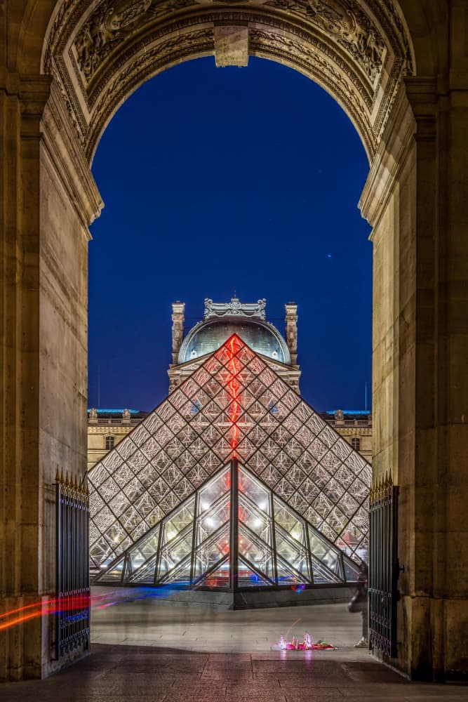 Louvre Pyramid Night Arch by Rostislav Kralik — canvas wall art