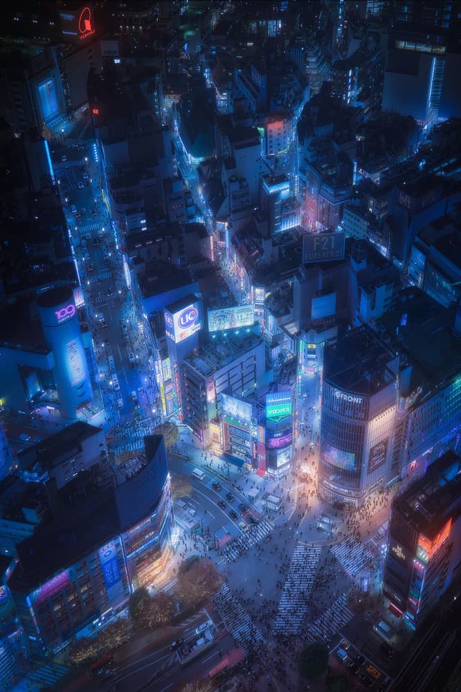Urban Neon Crossroads by Javier de la Torre — canvas wall art