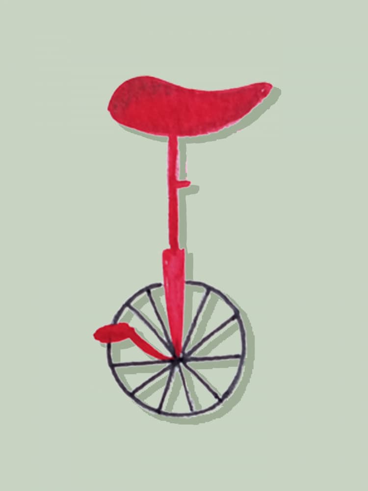 Red Unicycle Illustration by Elizabeth C — canvas wall art