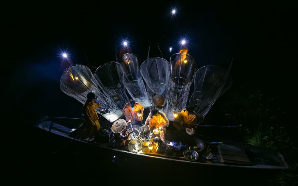 Luminous Night Fishermen by ADIREK M — canvas wall art
