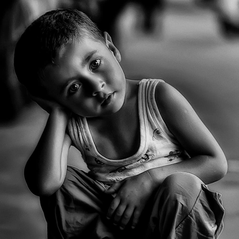 Pensive Child Gaze by nebula — canvas wall art