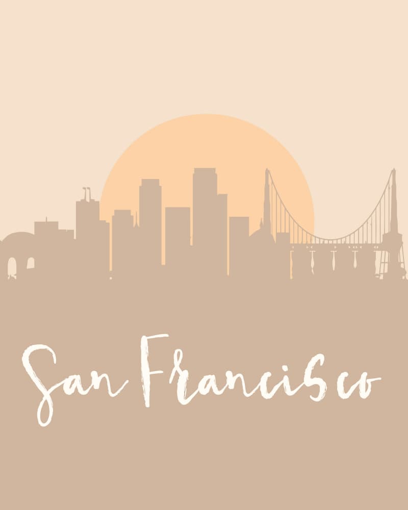 San Francisco Sunset Skyline by Emiliano Deificus — canvas wall art