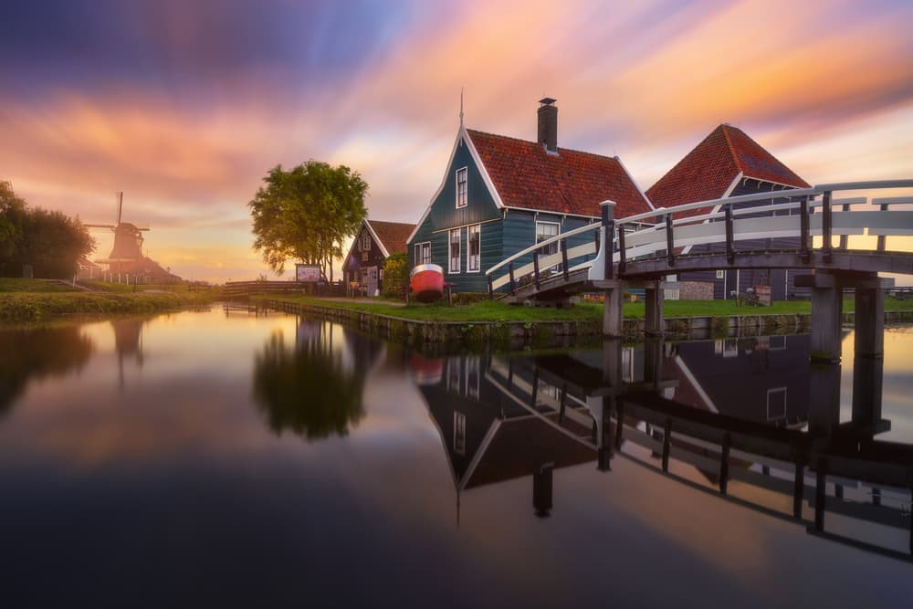 Dutch Canal Sunset by Carlos F. Turienzo — canvas wall art