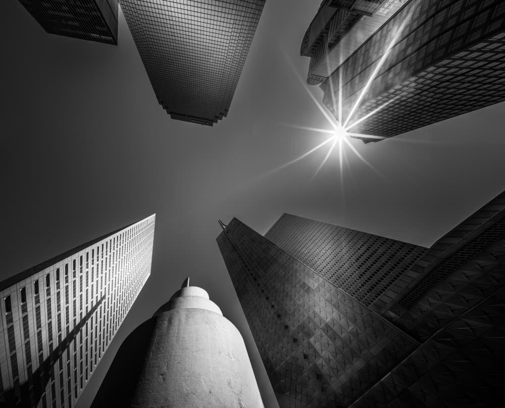 Architectural Sunburst Upward by Mike He — canvas wall art