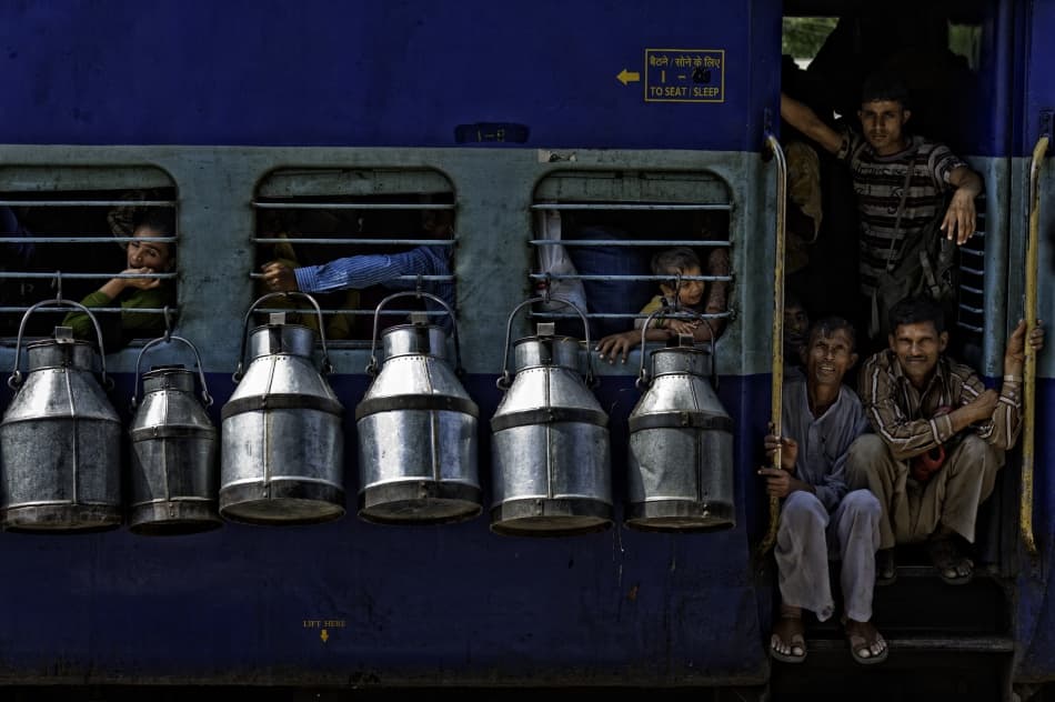Train Passengers Milk Cans by Prateek Dubey — canvas wall art