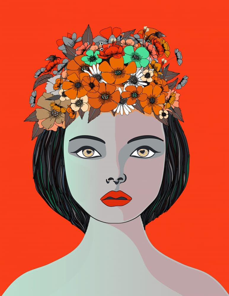 Vibrant Floral Portrait by Nicholas — canvas wall art