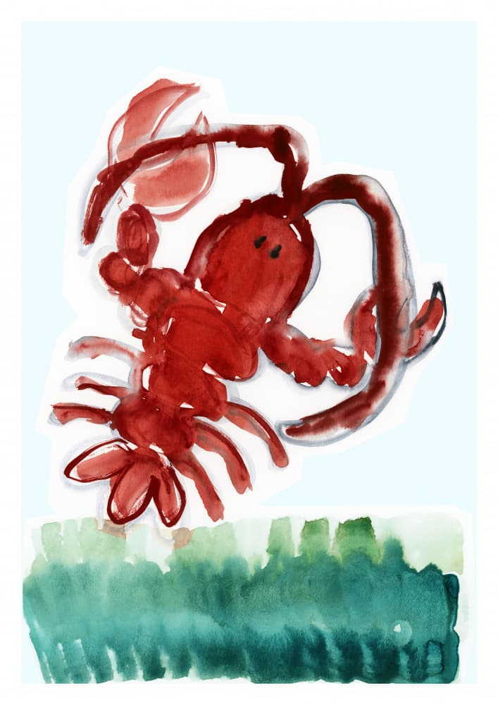 Red Lobster Watercolor by cartissi — canvas wall art