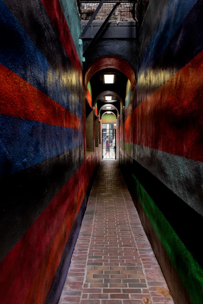 Colorful Striped Alley by John Hoey — canvas wall art