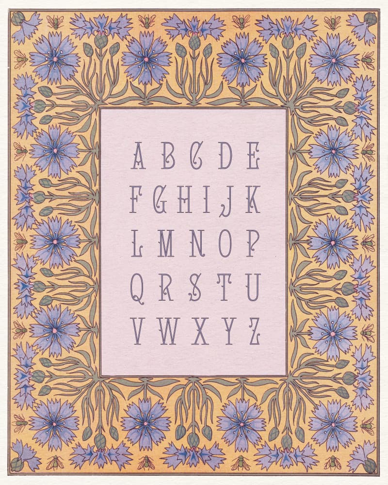 Vintage Floral Alphabet by Wild Violets — canvas wall art
