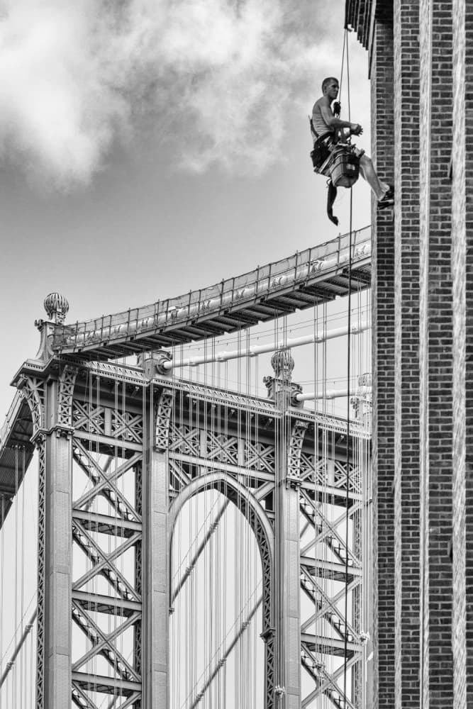 Manhattan Bridge Worker by Michel Guyot — canvas wall art
