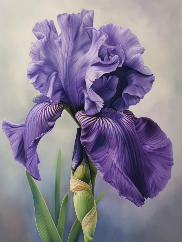 Vibrant Purple Iris Bloom by Bilge Paksoylu — canvas wall art