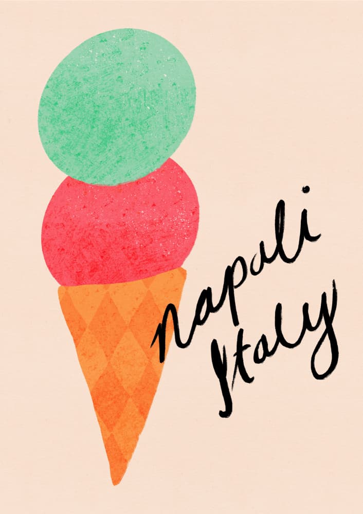 Napoli Italy Gelato Ice Cream Typography Poster
