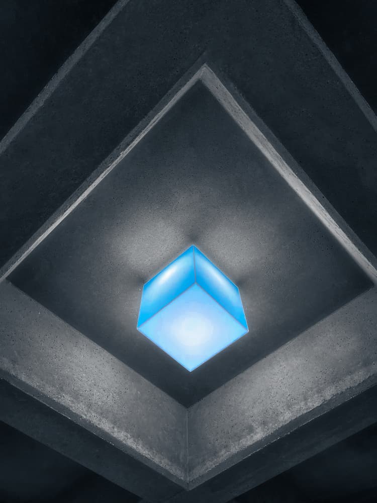 Glowing Blue Cube by Alex Zhao — canvas wall art