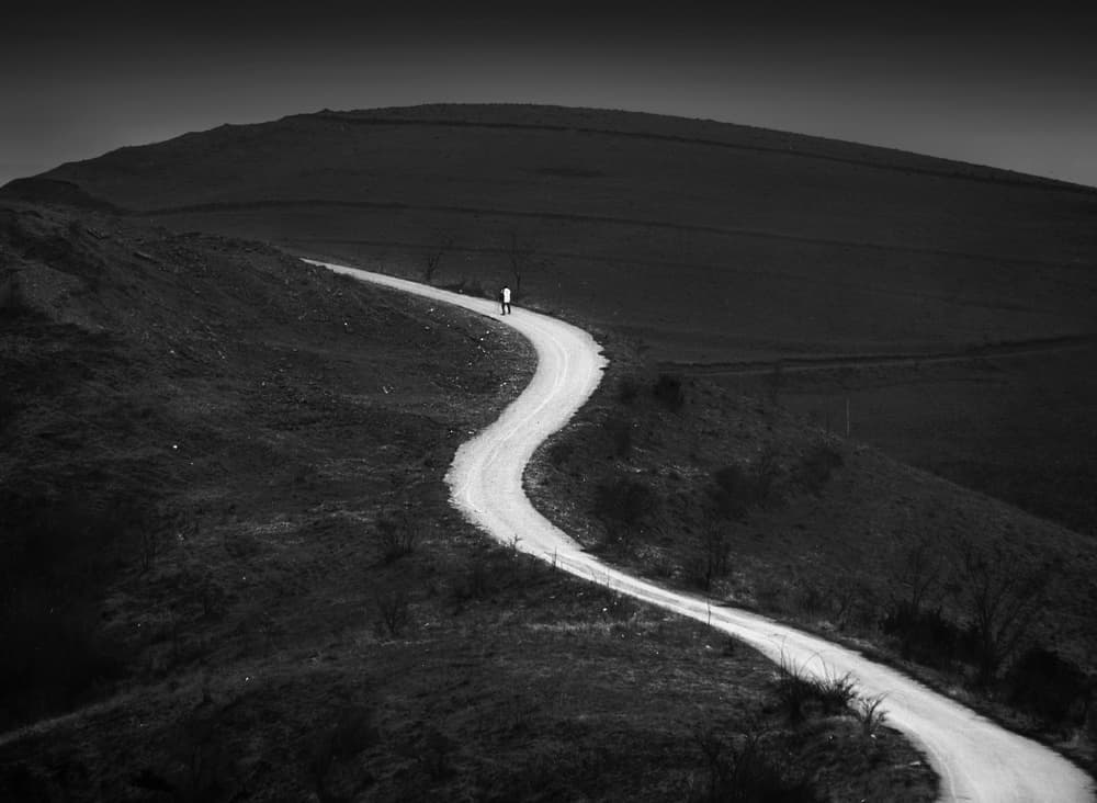 Lone Figure Winding Path by Catalin Alexandru — canvas wall art