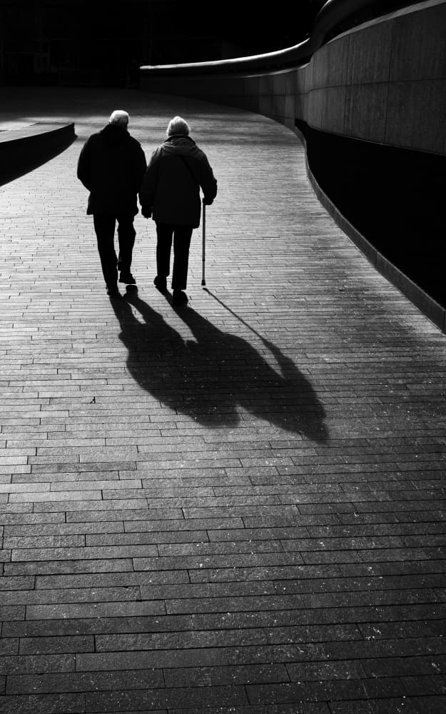 Elderly Couple's Journey by Selaru Ovidiu — canvas wall art