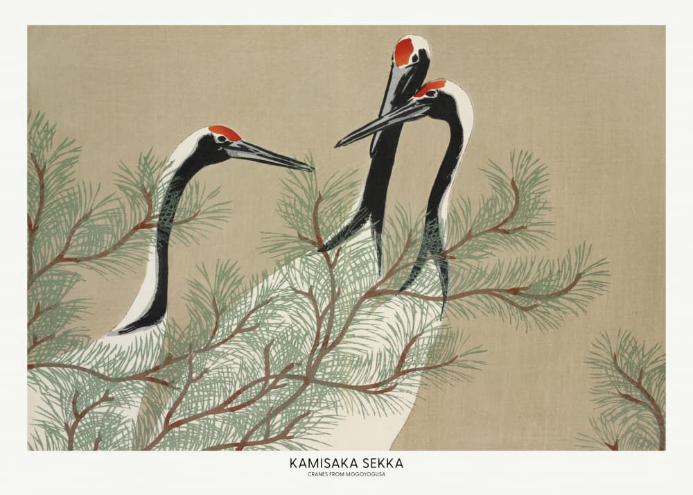 Cranes From Momoyogusa by Kamisaka Sekka — canvas wall art