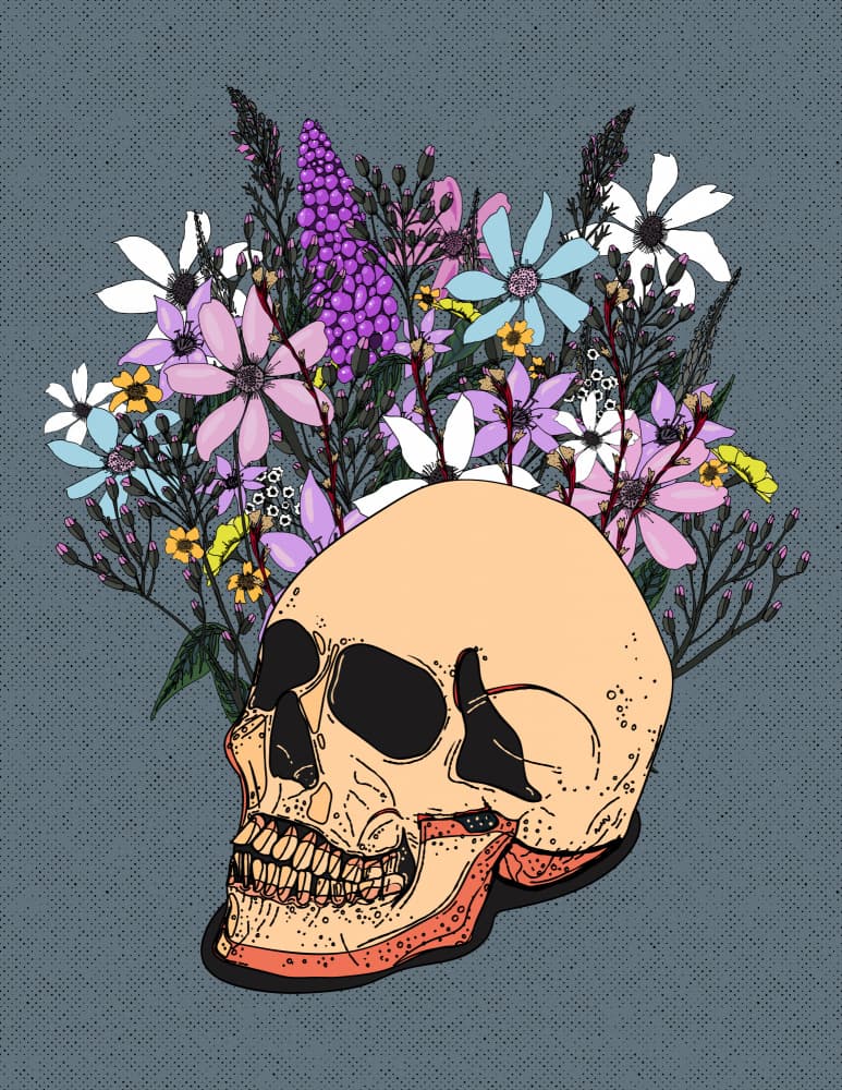 Floral Skull Bloom by Nicholas — canvas wall art