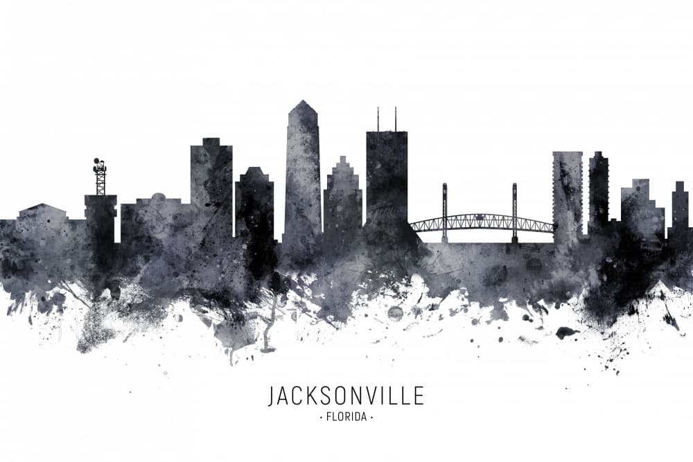 Jacksonville Florida Skyline by Michael Tompsett — canvas wall art