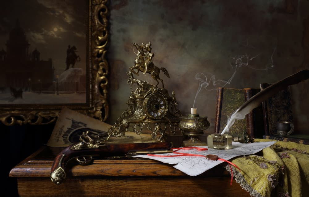 Flintlock Pistol Writing Desk by Andrey Morozov — canvas wall art