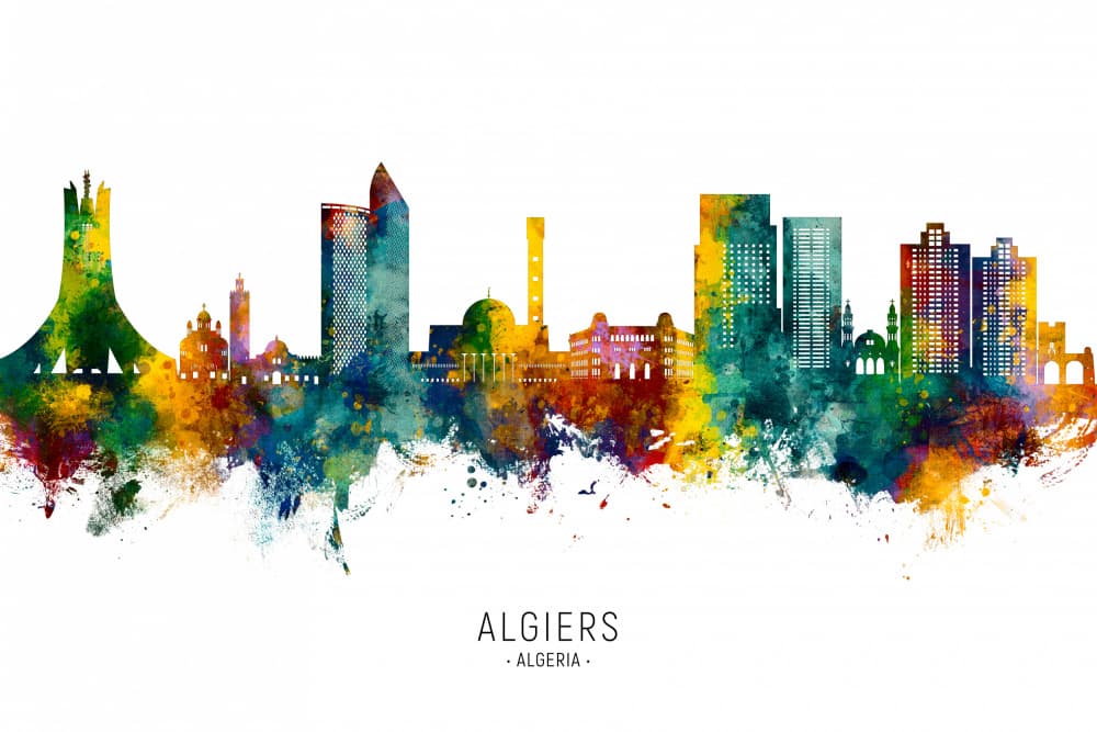 Algiers Colorful Skyline by Michael Tompsett — canvas wall art