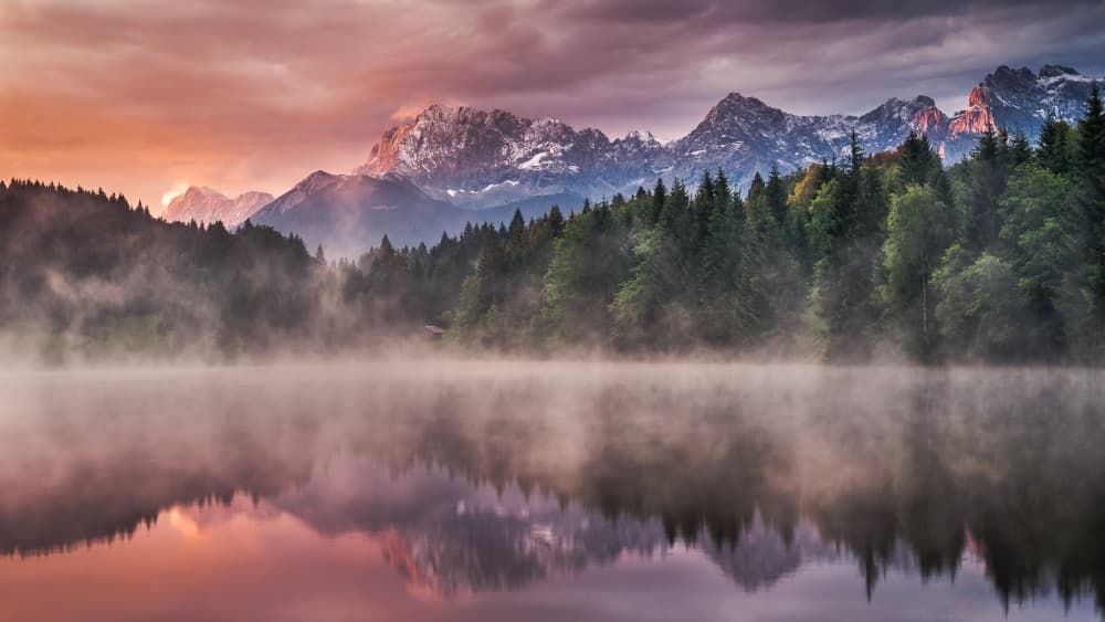 Misty Mountain Lake Reflection