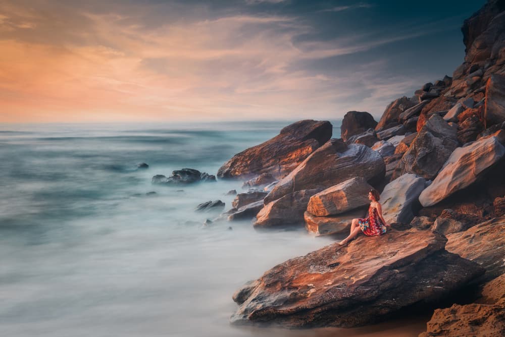 Woman At Misty Sunset by Pawel Kado — canvas wall art