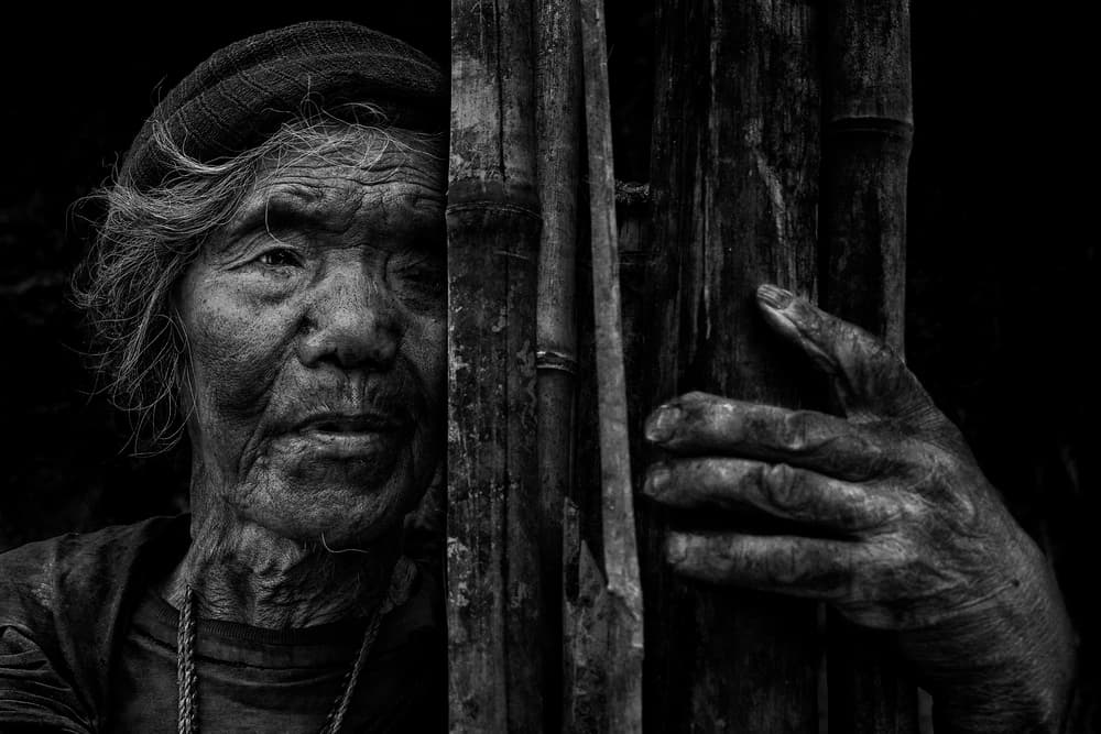 Elderly Woman Bamboo by Fadhel Almutaghawi — canvas wall art