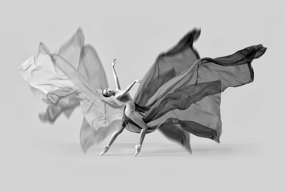 Ballerina With Flowing Fabric by Antonyus Bunjamin (Abe) — canvas wall art