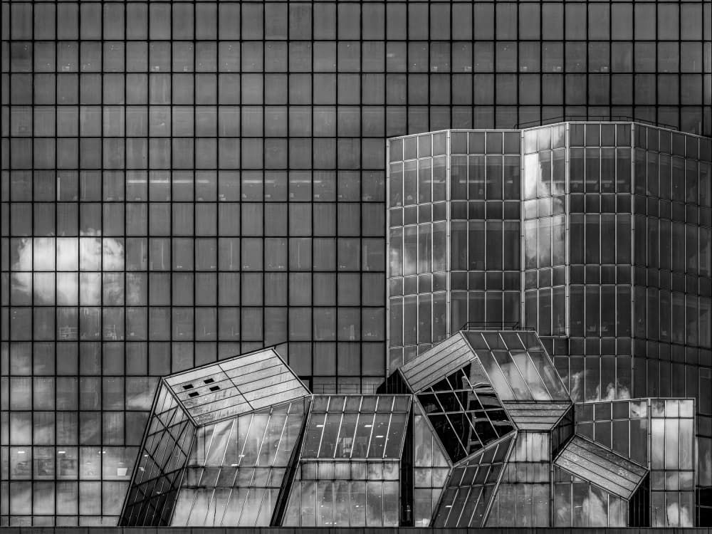 Geometric City Reflections by Eiji Yamamoto — canvas wall art