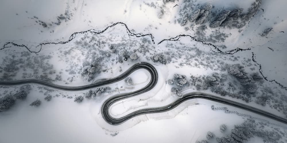 Winding Winter Road by Judith Kuhn — canvas wall art