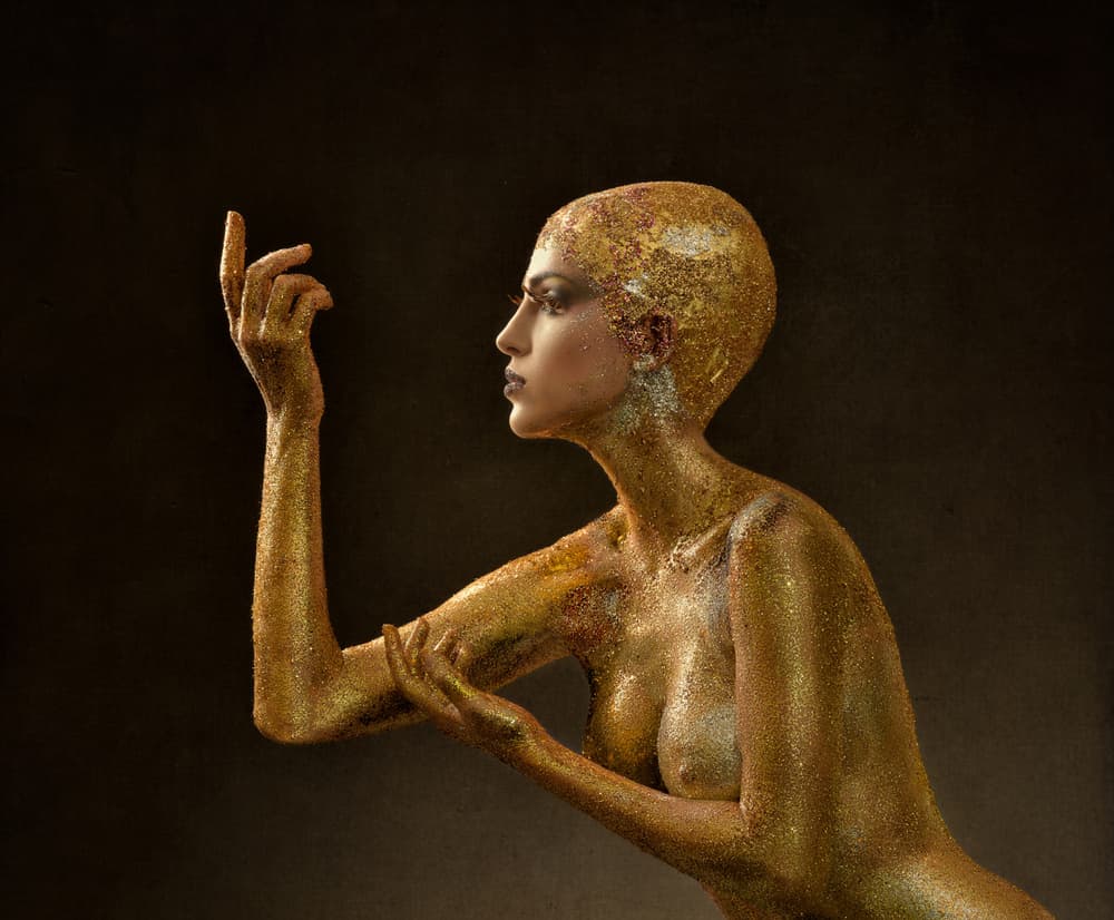 Golden Woman Profile by Alfredo Sanchez — canvas wall art