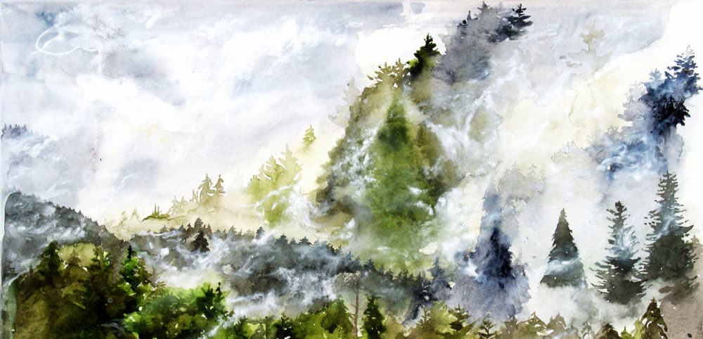 Misty Mountain Forest by RodMacIver — canvas wall art