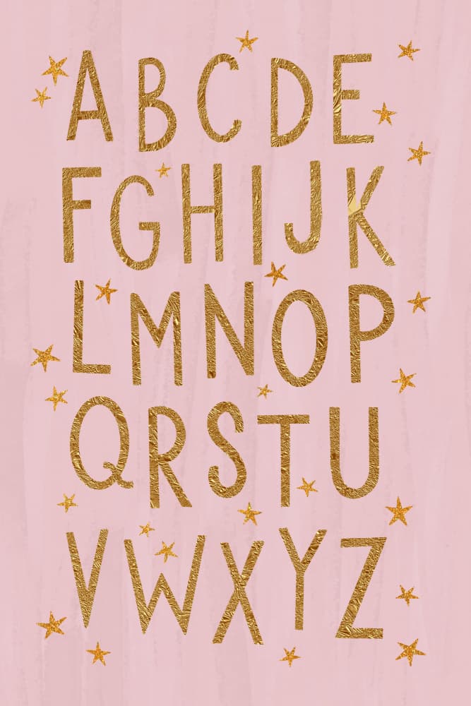 Golden Starry Alphabet by EMELIEmaria — canvas wall art
