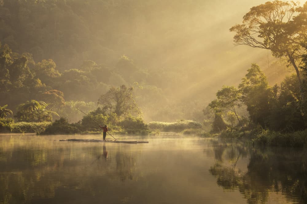 Tranquil River Morning by Muljati Hidajat — canvas wall art