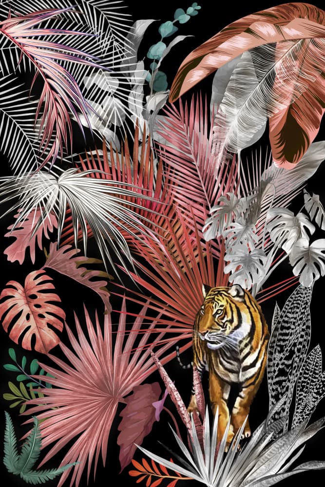 Pink Jungle Tiger by amini54 — canvas wall art