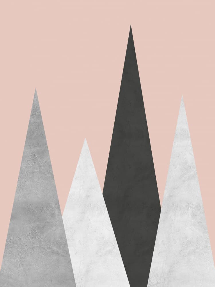 Blush Geometric Mountains by Vitor Costa — canvas wall art
